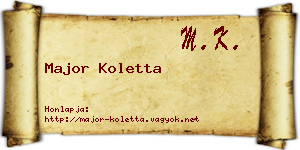 Major Koletta névjegykártya